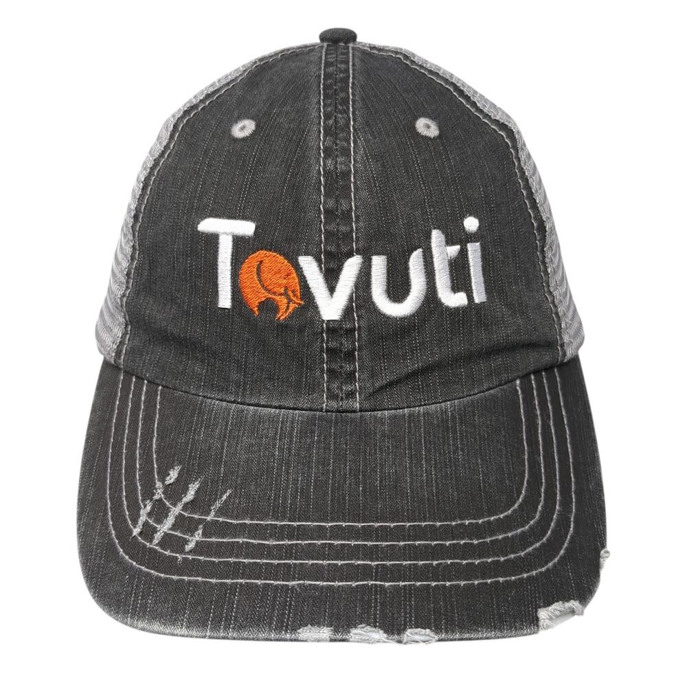 Tovuti Strapback Trucker Hat Gray One Size Adjustable Embroidered Distressed Ha